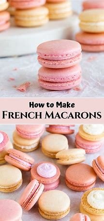 To make a French macaron, whisk egg whites to stiff peaks, fold in powdered sugar and almond flour, pipe the batter onto a baking sheet, and bake until firm. Once cooled, sandwich with buttercream or ganache.